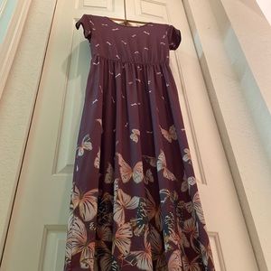 Dark Purple SHEIN Butterfly Print Maxi Dress